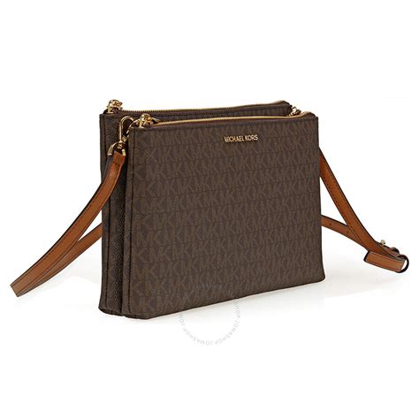 michael kors adele signature double gusset crossbody|Adele Leather Crossbody Bag .